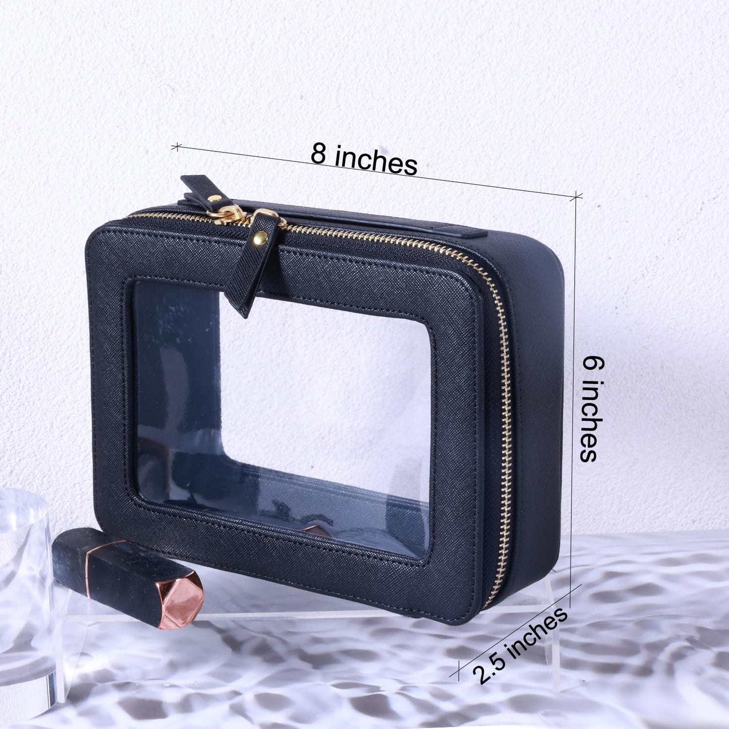 SANHECUN Toiletry bag waterproof cosmetic organizer with handle lagre opening for travelling car organizers(Black)