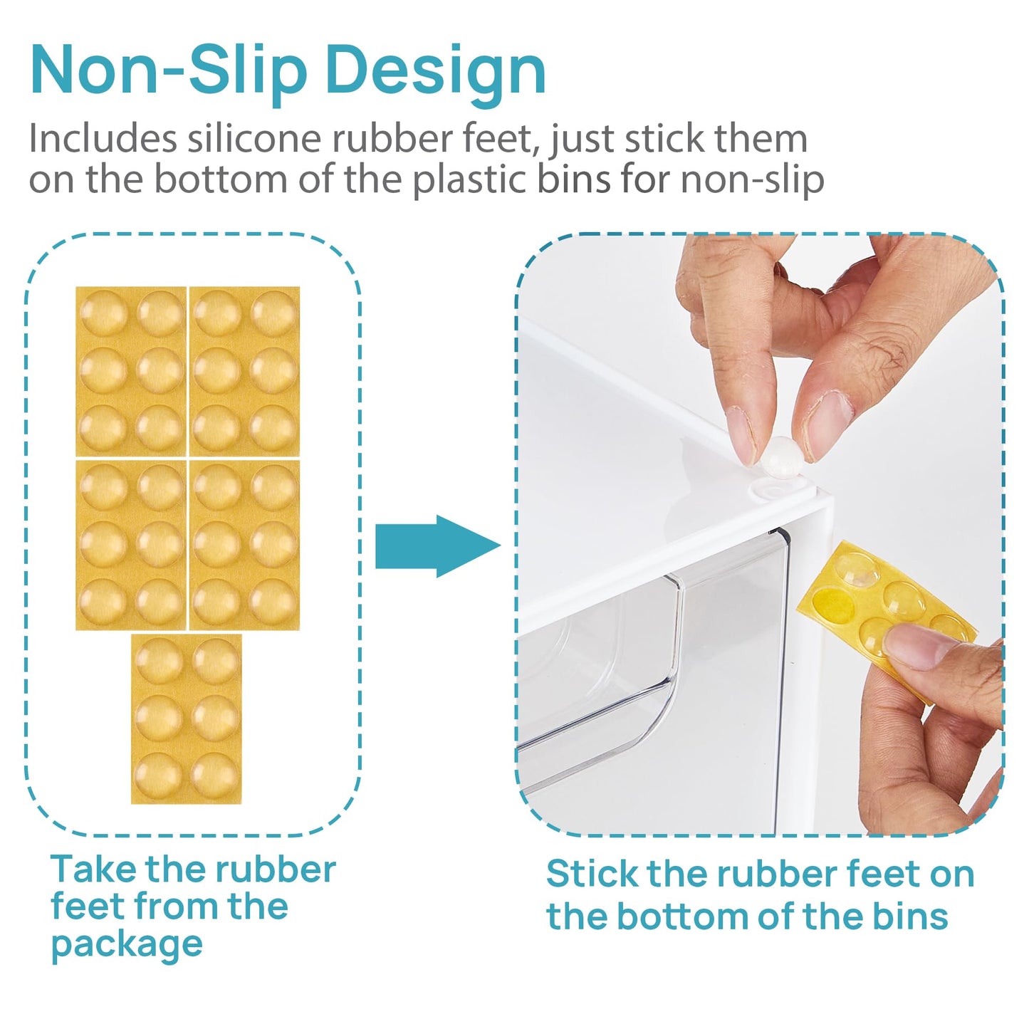 Vtopmart Stackable Storage Drawers Set of 5, Plastic Organizer Bins for Baby Bottle, Beauty Supplies Storage, Ideal for Kichen Countertop, Vanity, Bathroom, Cabinet, Pantry Organization,White