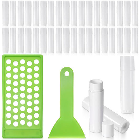 KongTiva 100 Pack Paperboard Lip Balm Tubes with Filling Tray and Spatula Set 0.176 Oz/5g Empty Cardboard Lipstick Tubes for Lip Gloss Container DIY for Lipstick Gloss Deodorant Solid Perfume