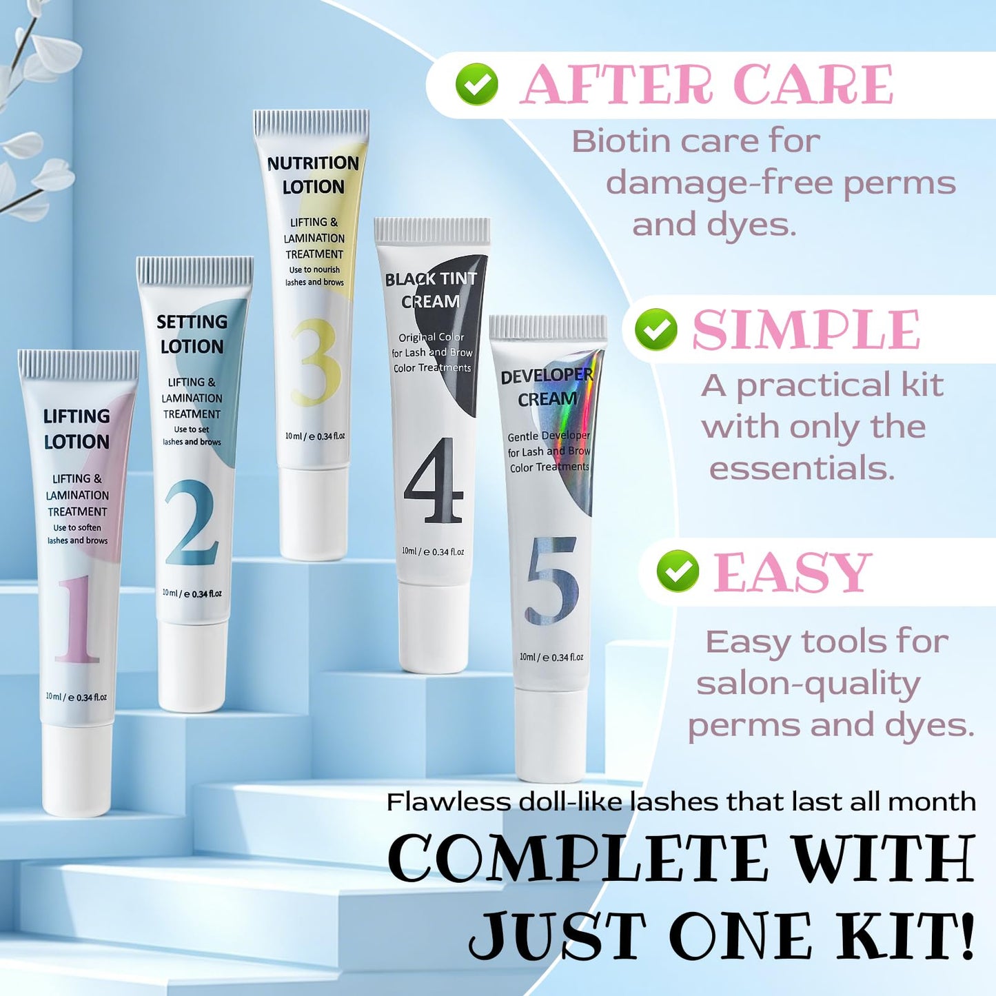 Lomansa Lash Lift and Black Kit, Eyelash Lift and Tint Kit for Natural Curled Darker-Looking Lashes, Strong Hold Lash Lift Glue, Salon Results Beginner-Friendly, Lasts Up to 4 Weeks