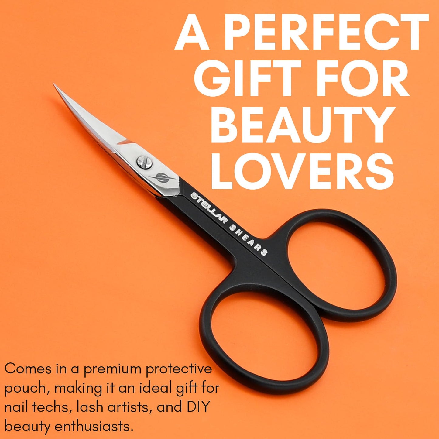 Stellar Shears Precision Cuticle Scissors Extra Sharp Curved Stainless Steel Blades for Professional Nail, Eyebrow & Dry Skin Trimming – Manicure & Pedicure Scissors for Women & Men (Black)