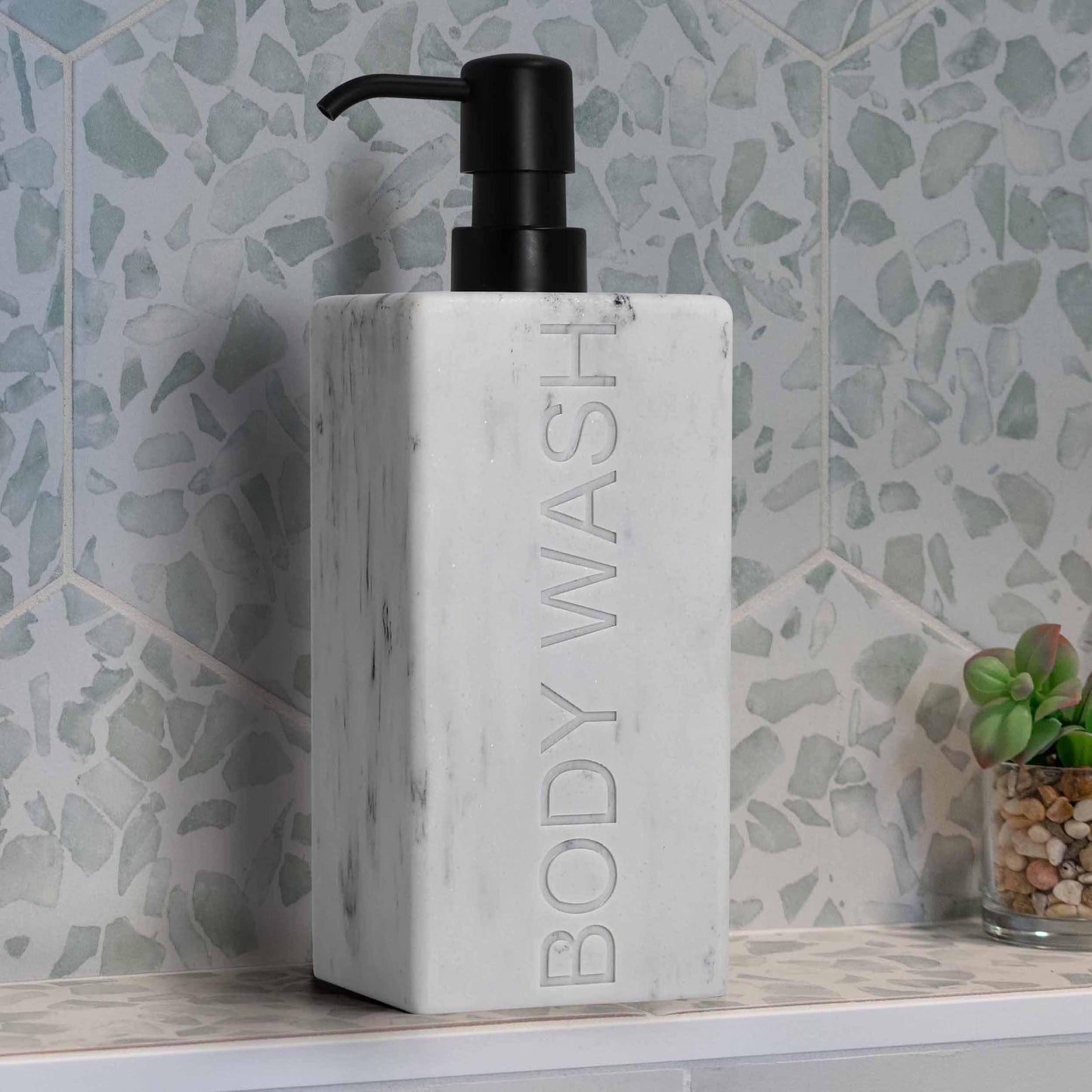 Indecor Home Rectangular Resin Dispenser Premium Bathroom Shampoo Conditioner Body Wash Bottle Modern Refillable Pump Design