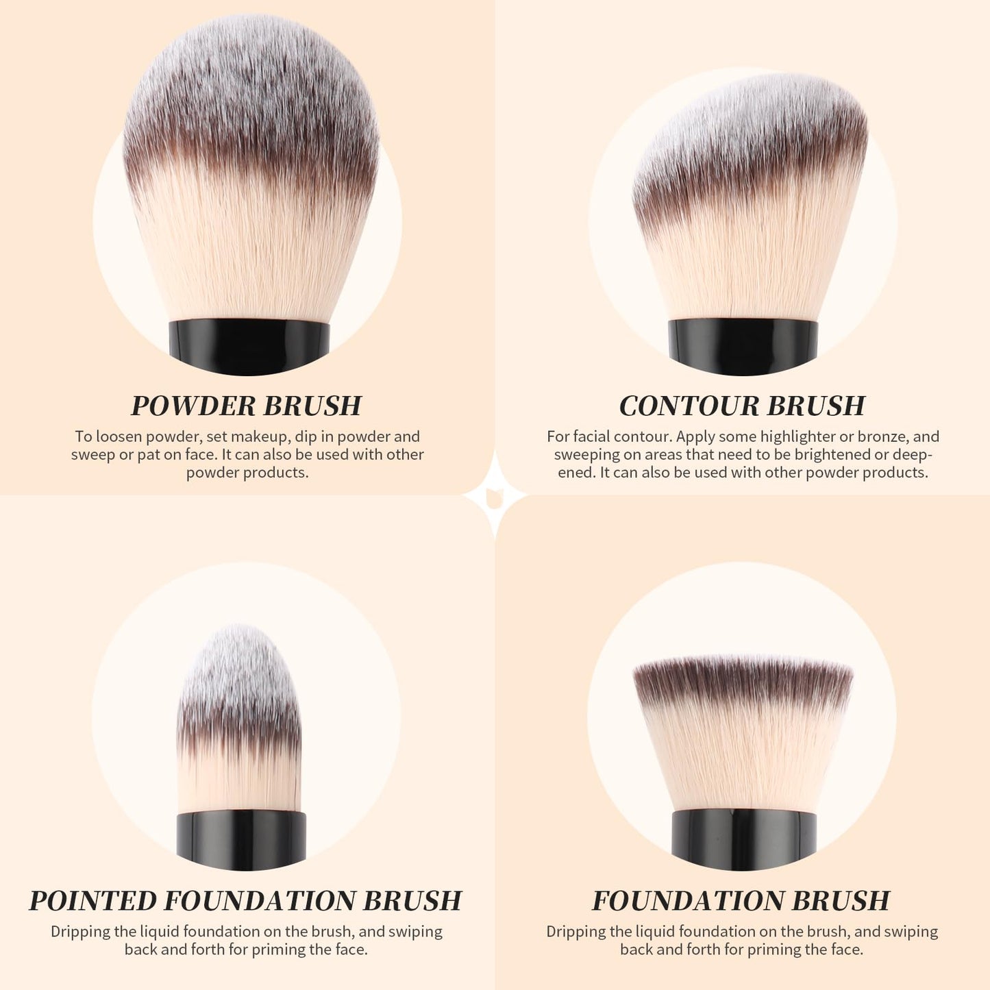 DUcare Foundation Makeup Brushes, 2Pcs Premium Dual-Ended Makeup Brush Foundation, Powder, Buffer & Contour Brushes for Liquid, Cream, Powder, Blending Face Brush, Fit for Home, Travel & Gifting