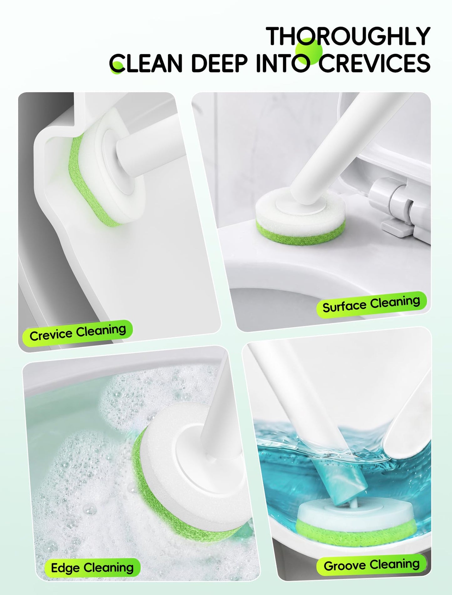 LEGUO Wall Mounted Disposable Toilet Brush System with Holder, Toilet Bowl Cleaning Wand with Green Refills and One-Button Release, 1 Wand and Holder with 24 Green Refills