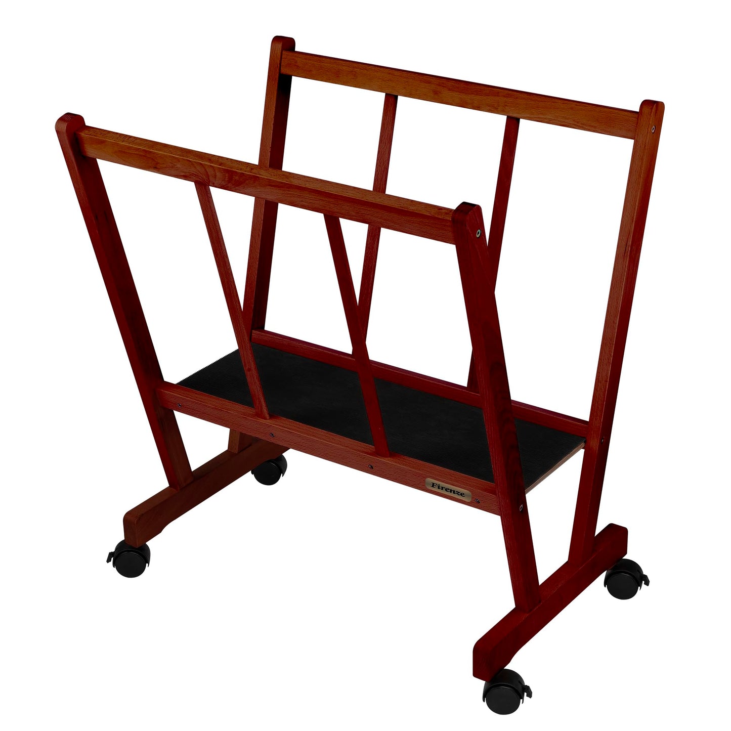 Creative Mark Firenze Wood Large Print Rack with Castors - Perfect for Display of Canvas, Art, Prints, Panels, Posters, Art Gallery Shows, Storage Rack - Mahogany