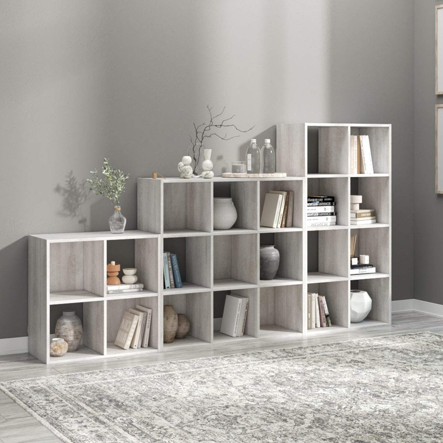 Signature Design by Ashley Paxberry 6 Cube Storage Organizer, Engineered Wood Bookshelf, Quick 20-Minute Assembly, Dual-Orientation Storage Cube for Bedroom or Living Room, Whitewash