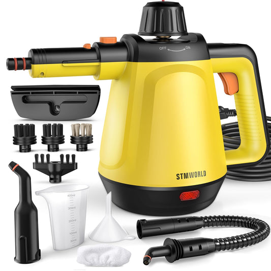 Handheld Steam Cleaner for Home, 1200W Pressurized Multi-Surface Steamer with 10 Accessories, High-Temperature Chemical-Free Cleaning for Bathroom, Kitchen, Tile, Grout, Windows, Shower Doors and Car