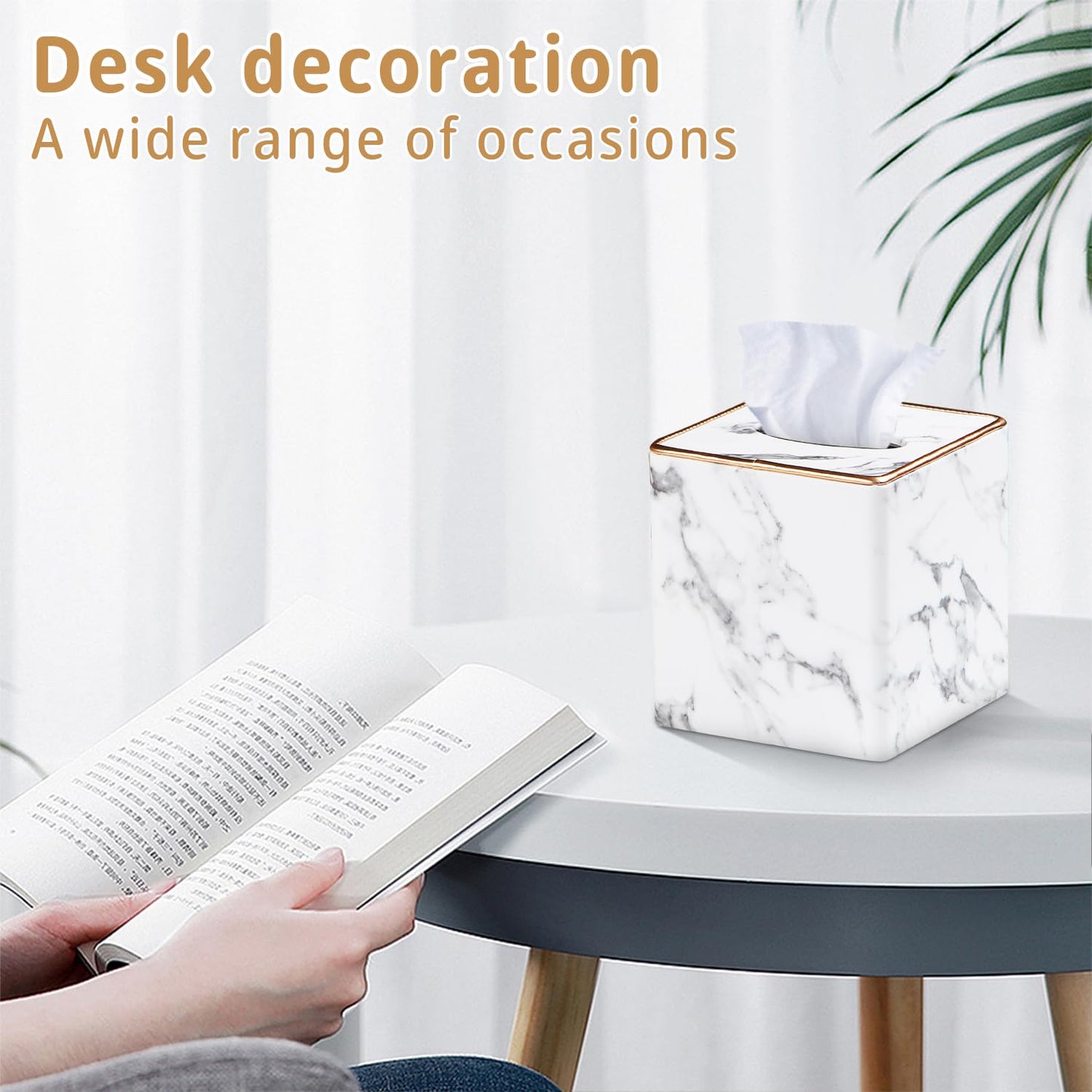 Leather Tissue Box Cover Square,Decorative Cube Tissue Box Holder with Magnetic Bottom,Facial Paper Organizer Table Napkin Case Dispenser for Bathroom,NightStand,Coffee Car,Home,Office