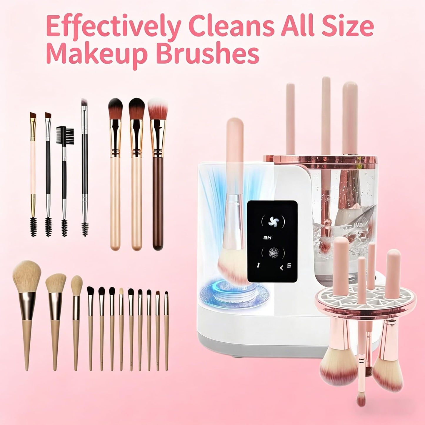 Hublaolss 3 IN 1 Electric Makeup Brush Cleaner & Dryer Machine, Automatic Makeup Brush Cleaner, Portable USB Cosmetic Brushes Cleaner Tool for All Size Beauty Makeup Brush Set, Blush Brush, Sponges