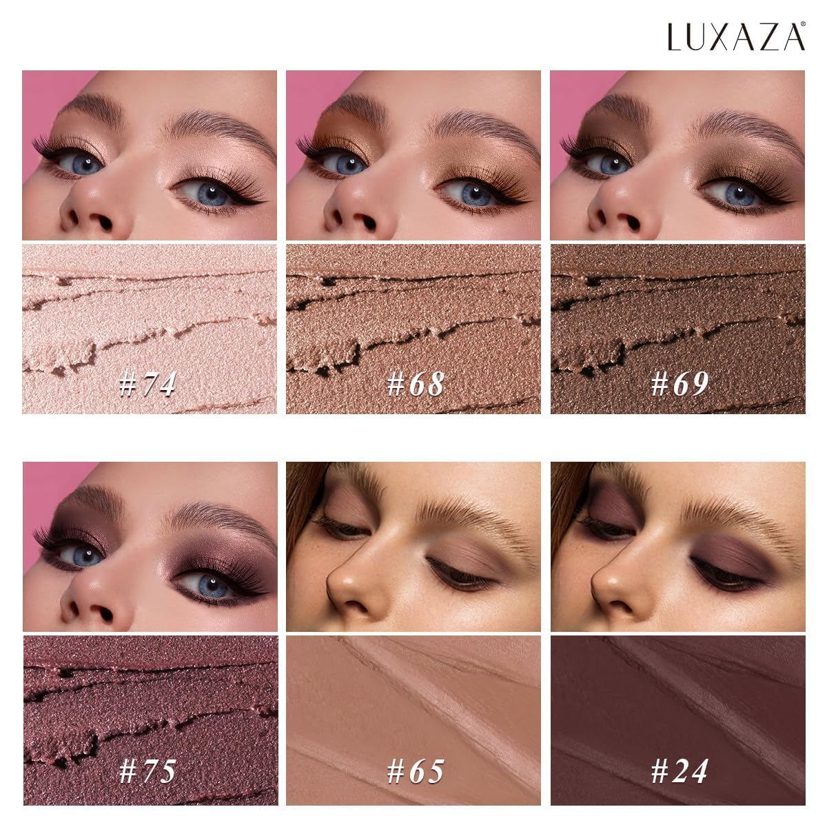 LUXAZA PRO Neutral Eyeshadow Stick Makeup 6PCS Set, Brown Metallic Shimmer Matte Cream Eye Shadow Eyeliner Brightener Pencil Crayon - GRAPE WINE
