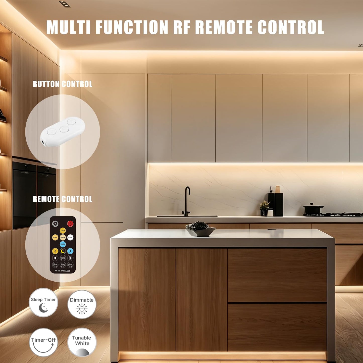 Olaholii 16.4ft Tunable White 2700K-6500K COB LED Strip Light with Remote, Dimmable Bright Led COB Light Strip, White CCT Adhesive Led Light for Kitchen Cabinet, Room