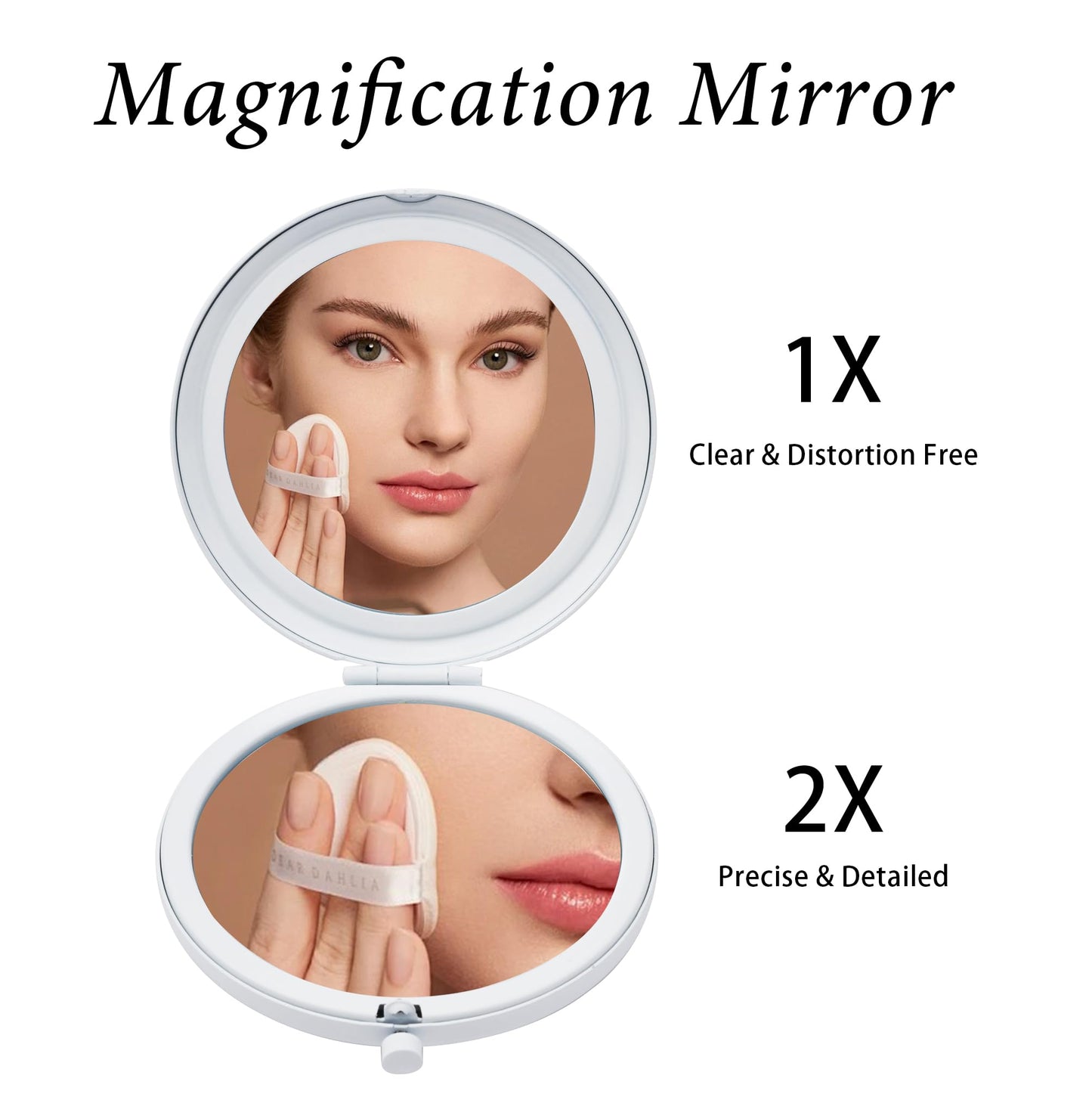 QUSTGO Compact Mirror, Pocket Travel Makeup Mirror for Purse, Metal Round Shell, 2-Sided 1X/2X Magnifying, Portable, Folding, Handheld, White,18 Pack