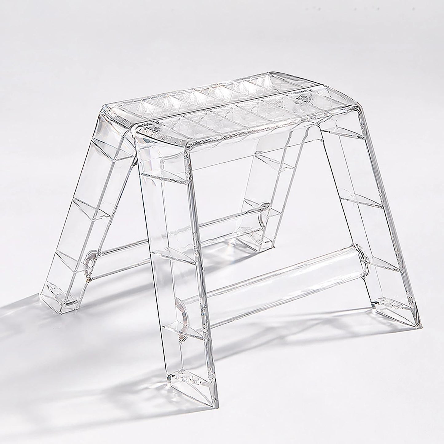 KiroArt Clear Acrylic-Style Folding Stool, Portable Lightweight Folding Seat, Compact Space Saving Stool for Bathroom, Vanity, Bedroom, Closet & Small Spaces(Transparent)