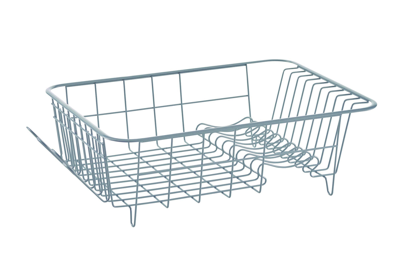 Farberware Compact Dish Drying Rack with Drainboard, Flatware Caddy and Sink Brush, Teal - Holds 9 Plates, Fits Small Kitchens, Apartments and Dorms