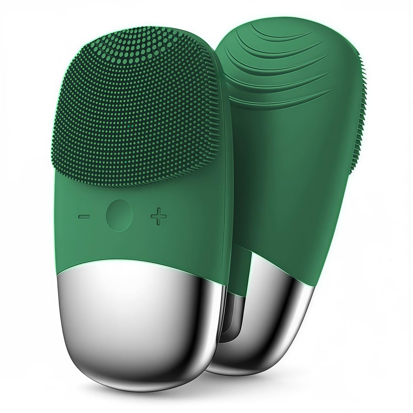 MEGAN Facial Cleansing Brush,USB Rechargeble Electric Silicone Face Scrubber,IPX7 Waterproof Sonic Facial Massager, 3 in 1 face Brush for Deep Cleanning, Blackhead Remover, Exfoliating. (Green)