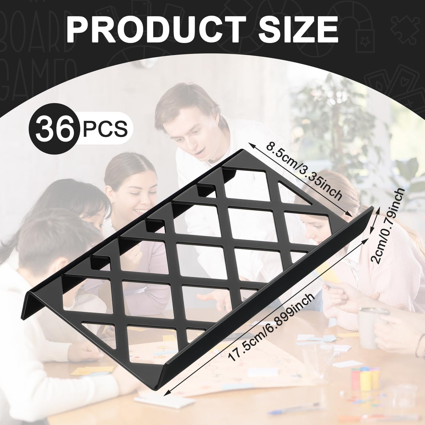 Yalikop 36 Pcs Trading Card Risers for Display Case Acrylic Modular Display Risers for Cardshow Vendor Sport Card Board Game (Hollow)
