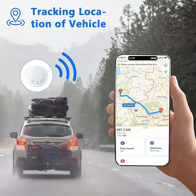 Car GPS Tracking Device for Vehicles, 2PCS Real Time GPS Tracker for Car Work with Find My (iOS Only),Hidden Mini GPS Tracker,No Monthly Fee (White Tracker, White Magnetic Case)