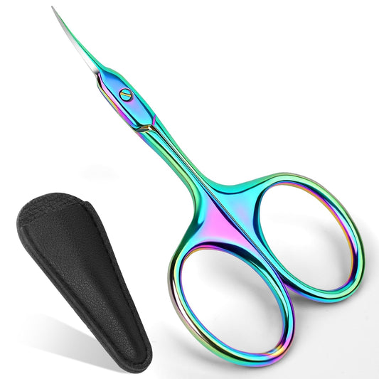 Wgbon Cuticle Scissors, Extra Fine Curved Manicure & Pedicure Nail Scissor for Women/Men, Professional Small Grooming Tool for Nail Care, Eyebrow Trimming (Colorful)