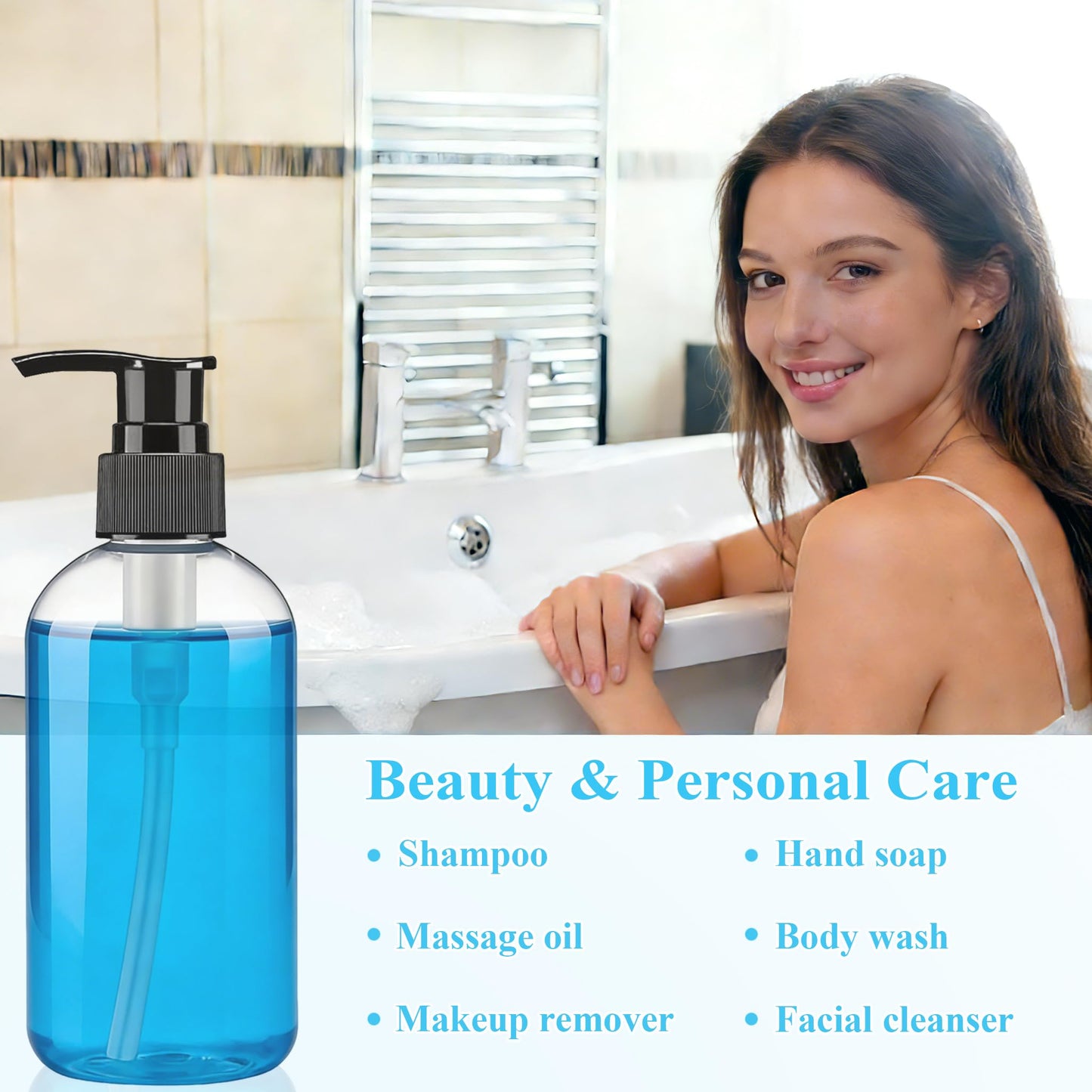 48 Pcs 8oz Empty Plastic Pump Bottle Dispenser Refillable Clear Travel Container for Shampoo Body Wash Lotion Liquid Hand Soap Essential Oil
