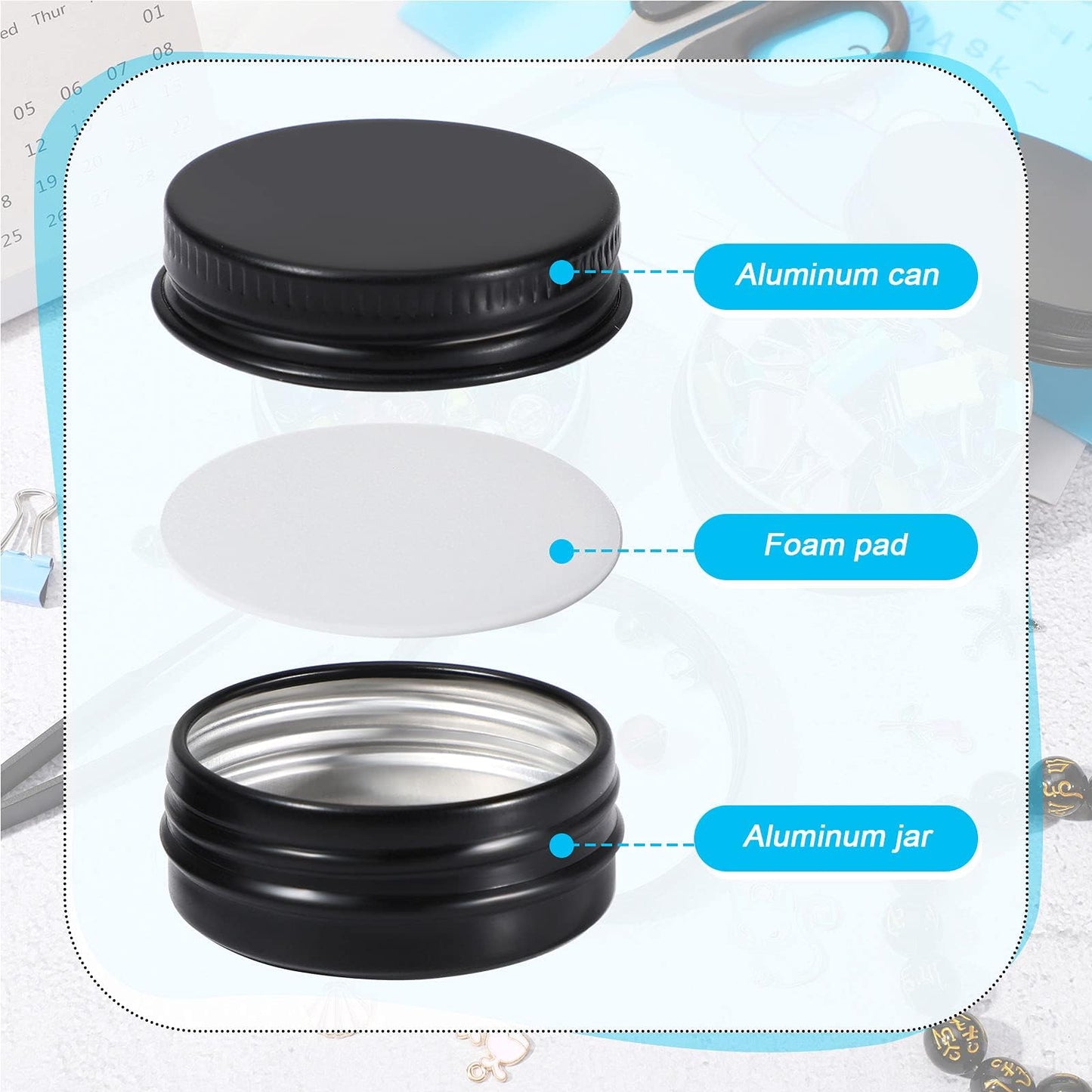 Patelai 36 Pack 0.5oz Round Lip Balm Tin Cans with Screw Lid Aluminum Lip Balm Small Tin Containers Screw Slide Top Metal Empty 15ml Refillable Cosmetic Sample Containers Storage Travel Jars for DIY