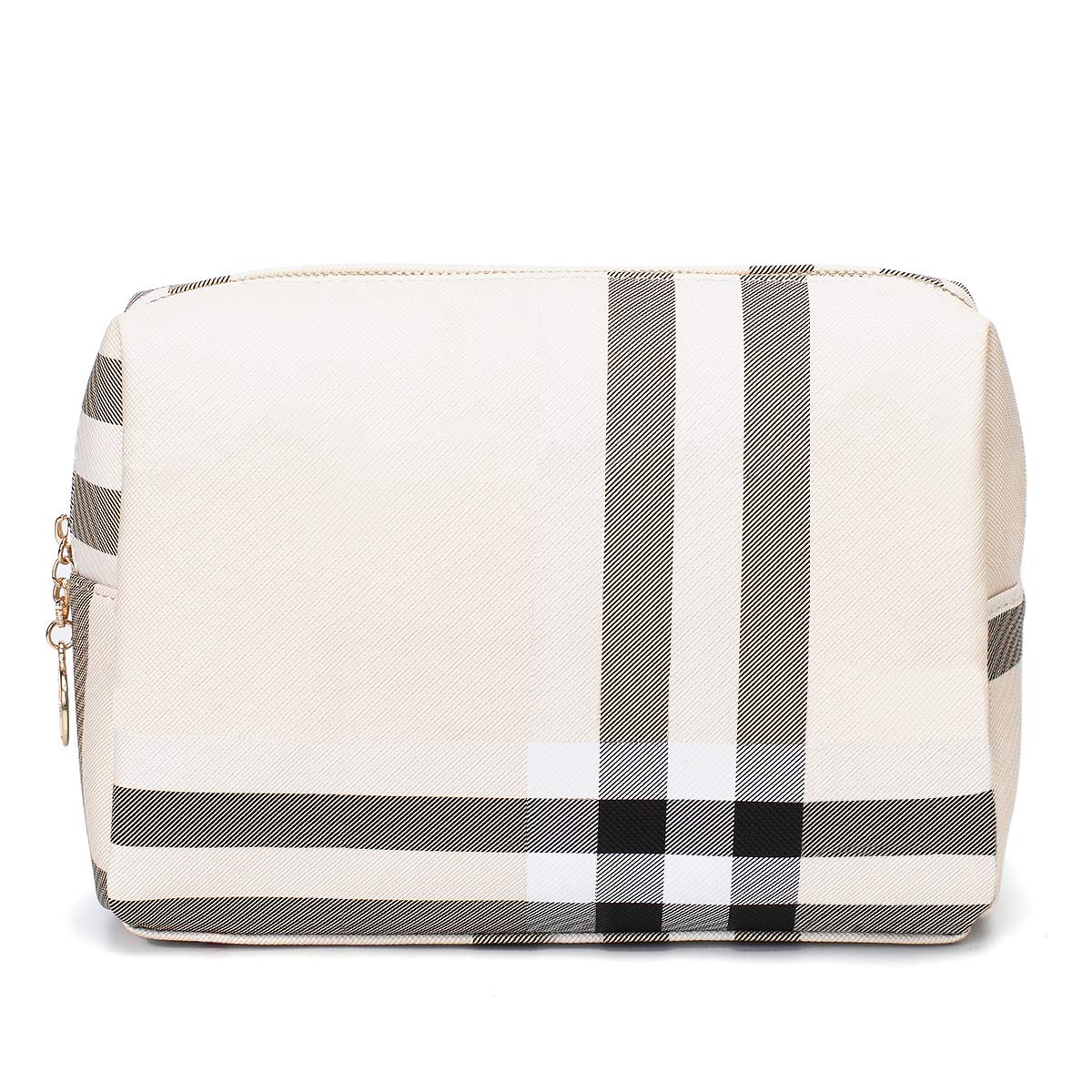 Jessyline Large Makeup Bag for Purse Luxury Women Cosmetic Bags Designer Make Up Pouch for Toiletry Travel Organizer (Beige)
