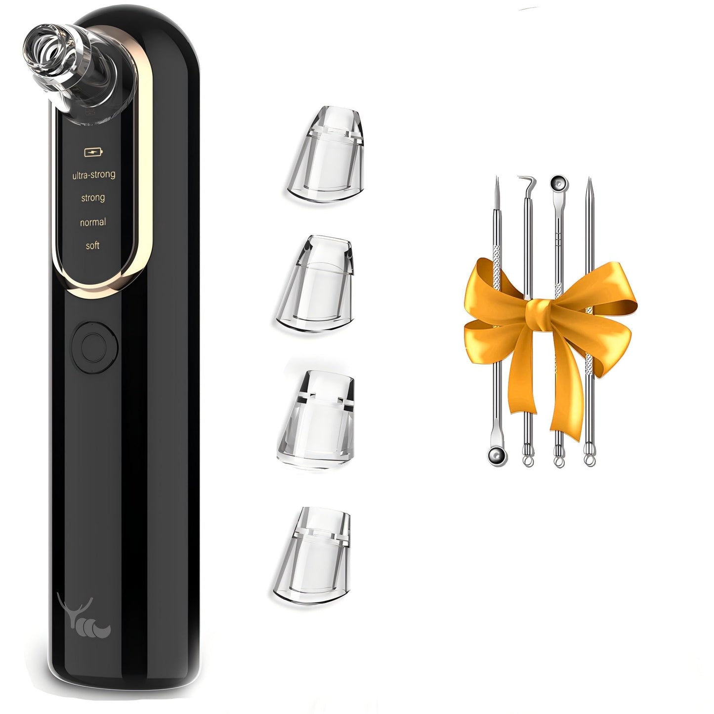 Yccu Blackhead Remover Vacuum Pore Extractor Black Head Remover for Face and Nose Blackhead Extractor Tool Pore Cleane Vacuum with USB Charge 4 Modes 5 Suction Heads for Women and Men (Black)