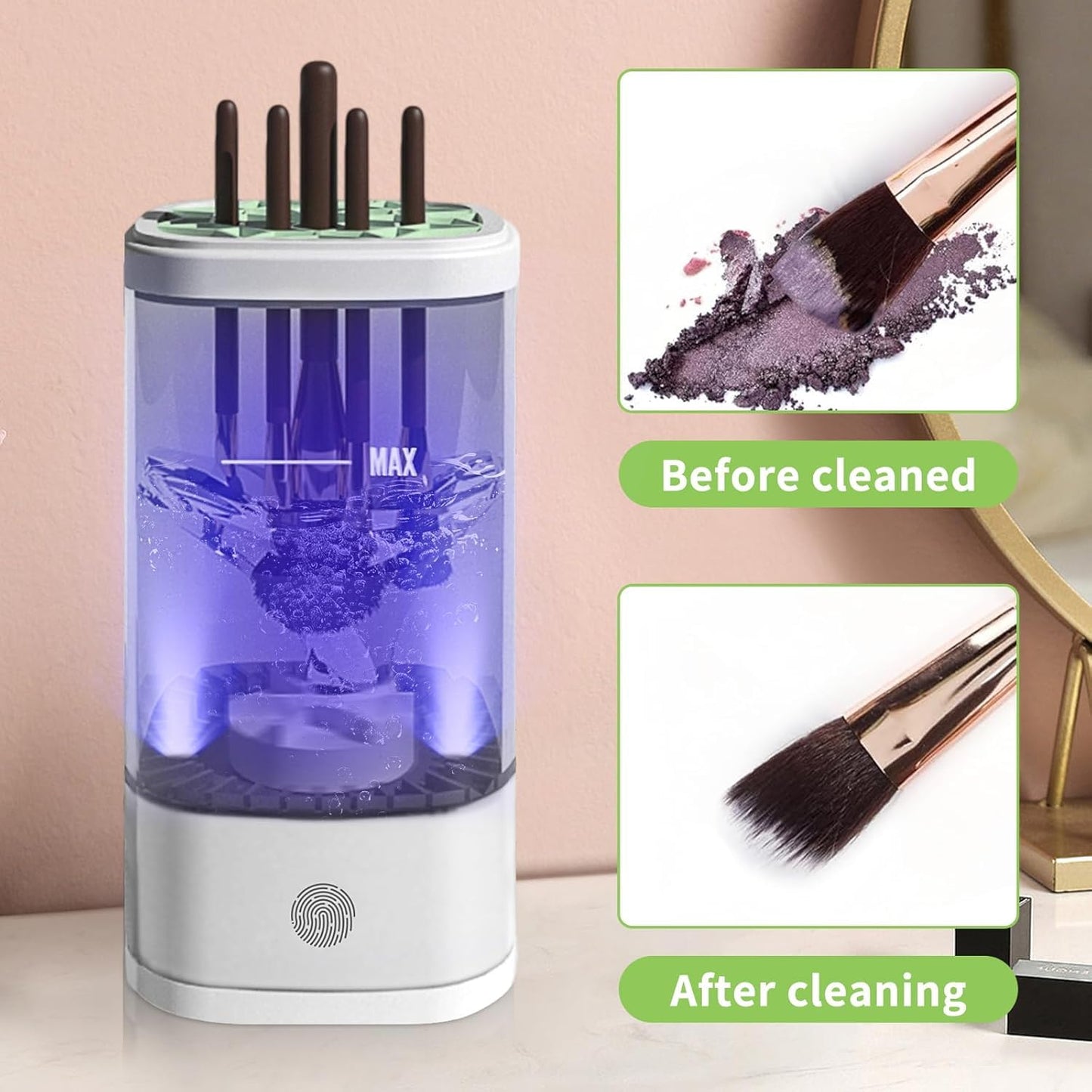 Electric Makeup Brush Cleaner,Portable Automatic Cosmetic Brushes Cleaner Machine,USB Rechargeable,Efficient Cleaning,Fits All Brush Sizes,For Home Deep Clean & Travel Quick Wash Beaut,Gift for Women