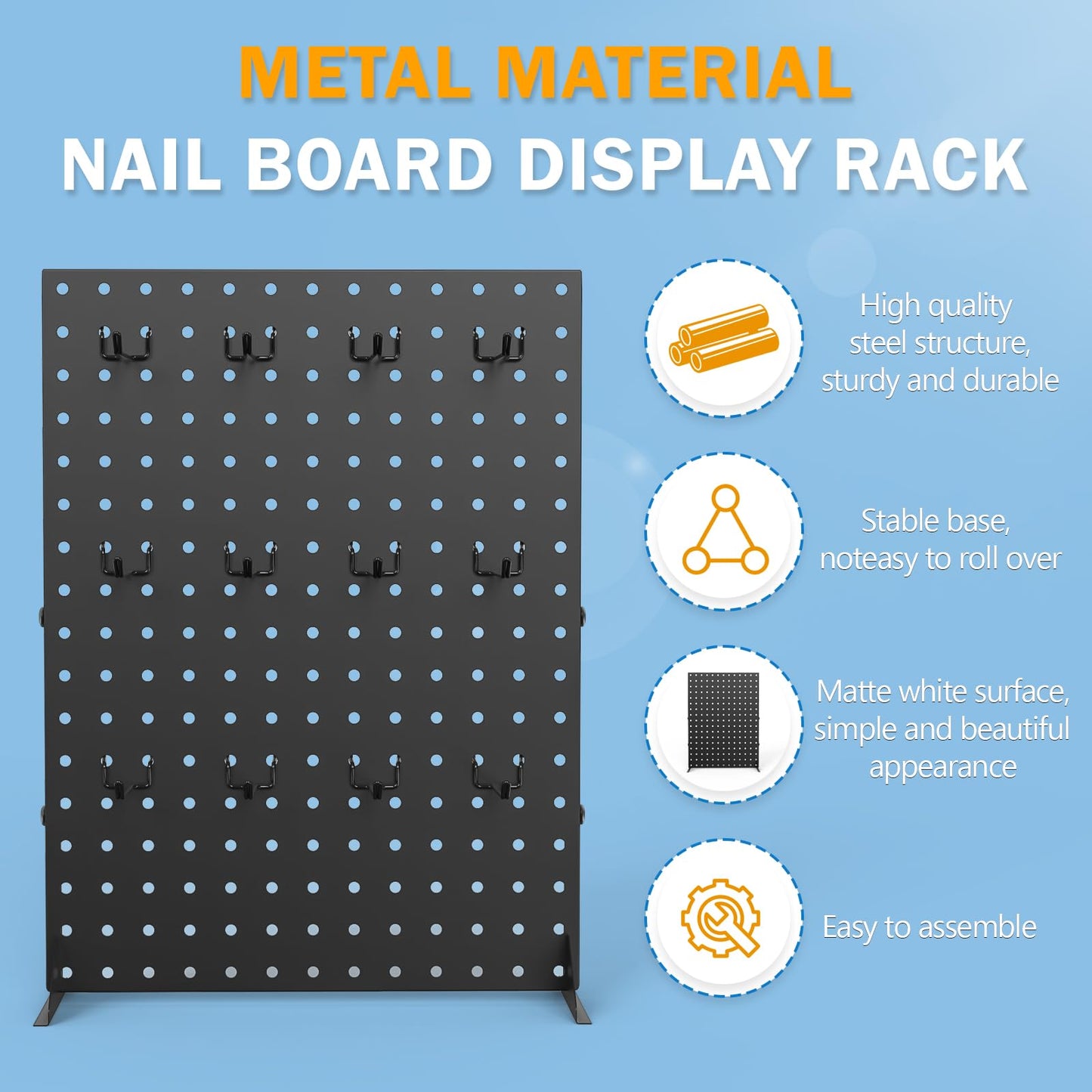 Feeloco Peg Board Display Stand for Vendors, 2Pcs Black Pegboard Display Stand with 24 Hooks, Free Standing Pegboard Display, Tabletop Hanging Display Stand for Craft Shows, Keychain, Jewelry(16*12 inch)