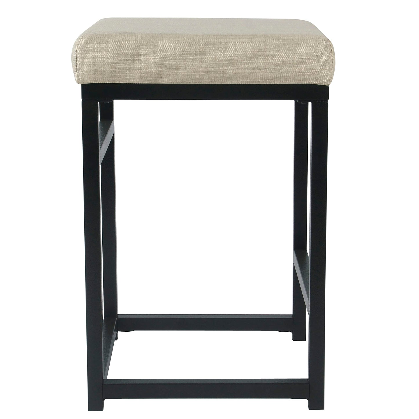 HomePop Metal Frame Counter Stool, 24-Inch, Natural