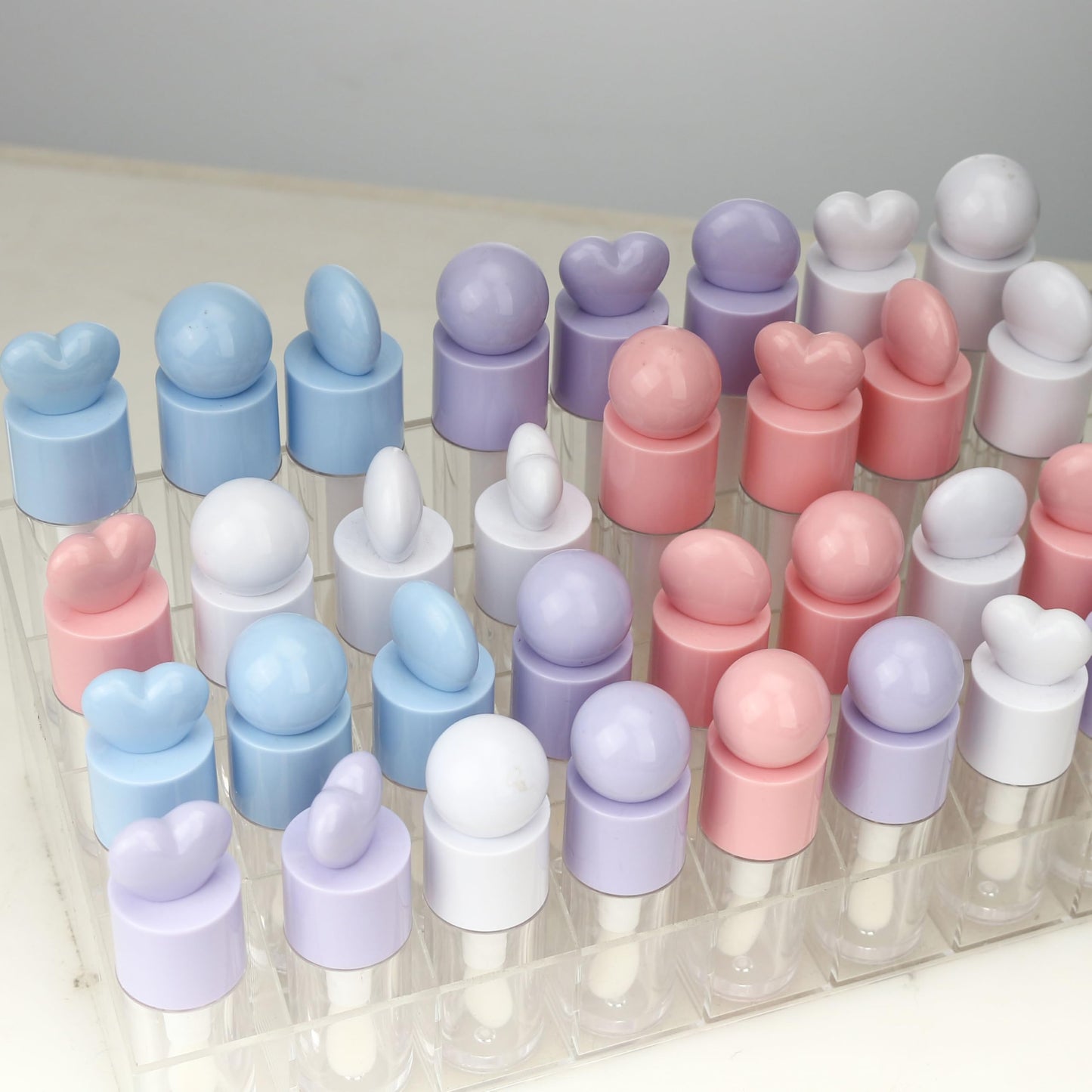 COSIDEA 18pcs 4ml 0.13oz Round Purple big doe foot wand lip gloss tubes for DIY Cute lipgloss containers tubes with thick brush