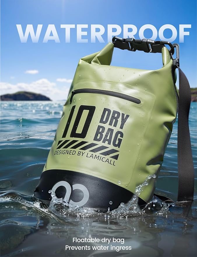 Lamicall Dry Bag Waterproof Backpack - [Durable & Floating] 5L/10L/20L/30L/40L Large Water Proof Bag with Waterproof Phone Case for Kayaking, River Rafting, Lake, Float Trip, Tubing Essentials