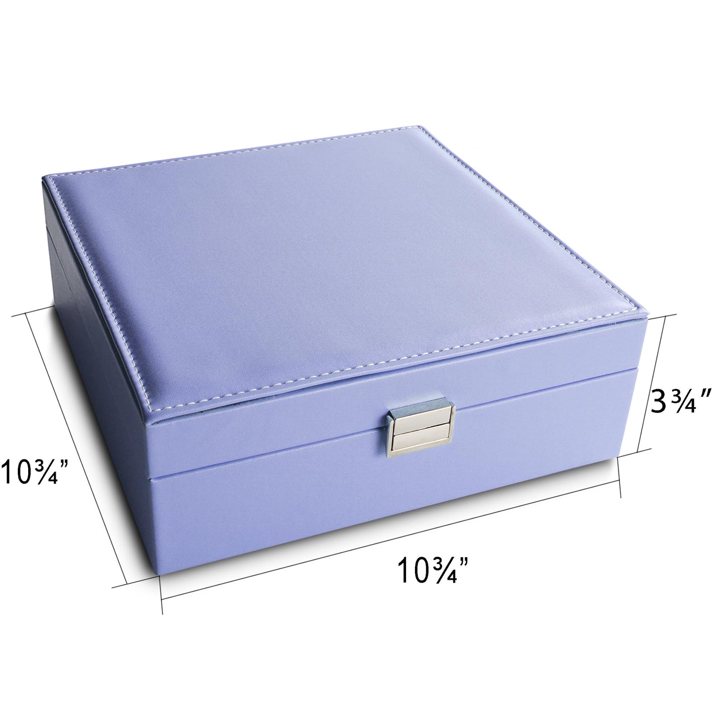 Frebeauty Earring Organizer Classic Jewelry Box 50 Slots Double Layer Jewelry Storage Case with 6 Necklace Hook and Bracelet Pocket(Purple)