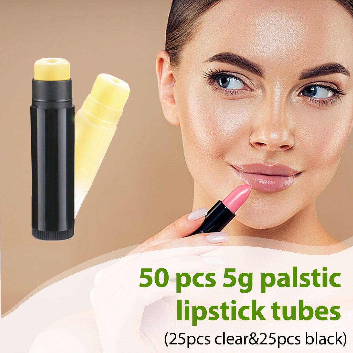 Lip Balm Tubes with Filling Tray and Spatula, 50 Empty Lip Balms Containers with Caps (Clear+Black), BPA Free, Make Natural Lip Balm Kit for DIY