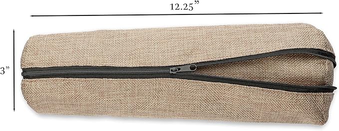 Novel Box Burlap Faux Leather Bangle/Bracelet/Watch Roll 12.25x3x3 Inches with Matching Zipper Pouch - Portable Organizer Pouch with Removable Roll Insert for Travel, Retail & Personal Use