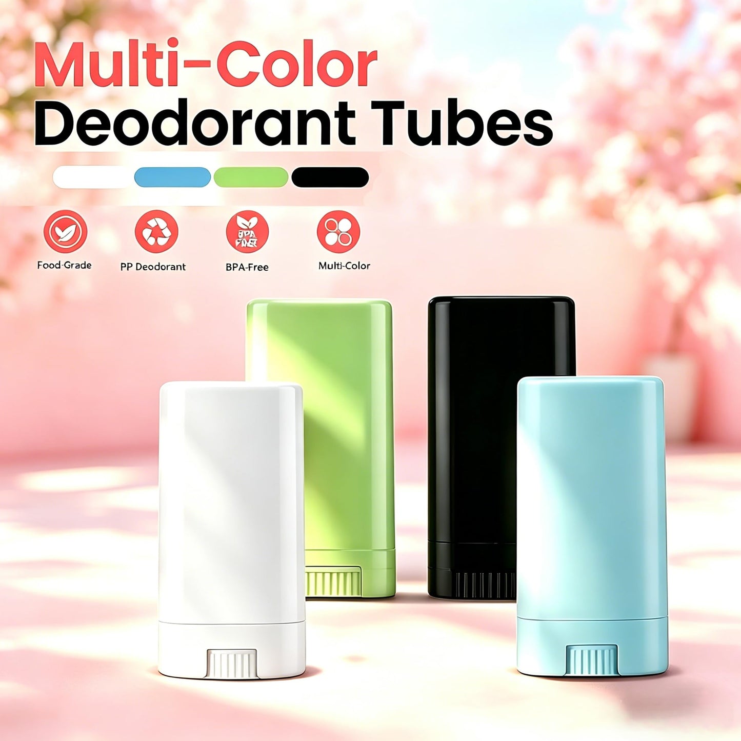 JuLand Blue Empty Oval Deodorant Containers 50 Pack - 15g (0.5oz) | Refillable Twist-Up Tubes with Tight Caps for DIY Deodorant | Lip Balm & Solid Perfume