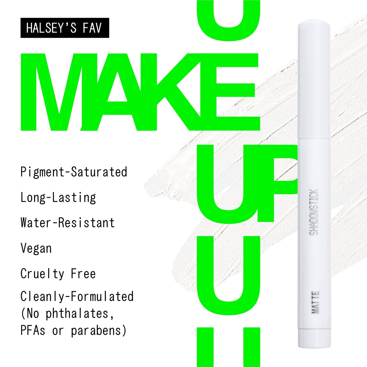 about-face Shadowstick – Long-Wear Cream Eyeshadow Stick – Matte & Pearly Finishes – Vegan, Cruelty-Free, Clean Beauty – 0.049 oz (Oxide- Matte White)
