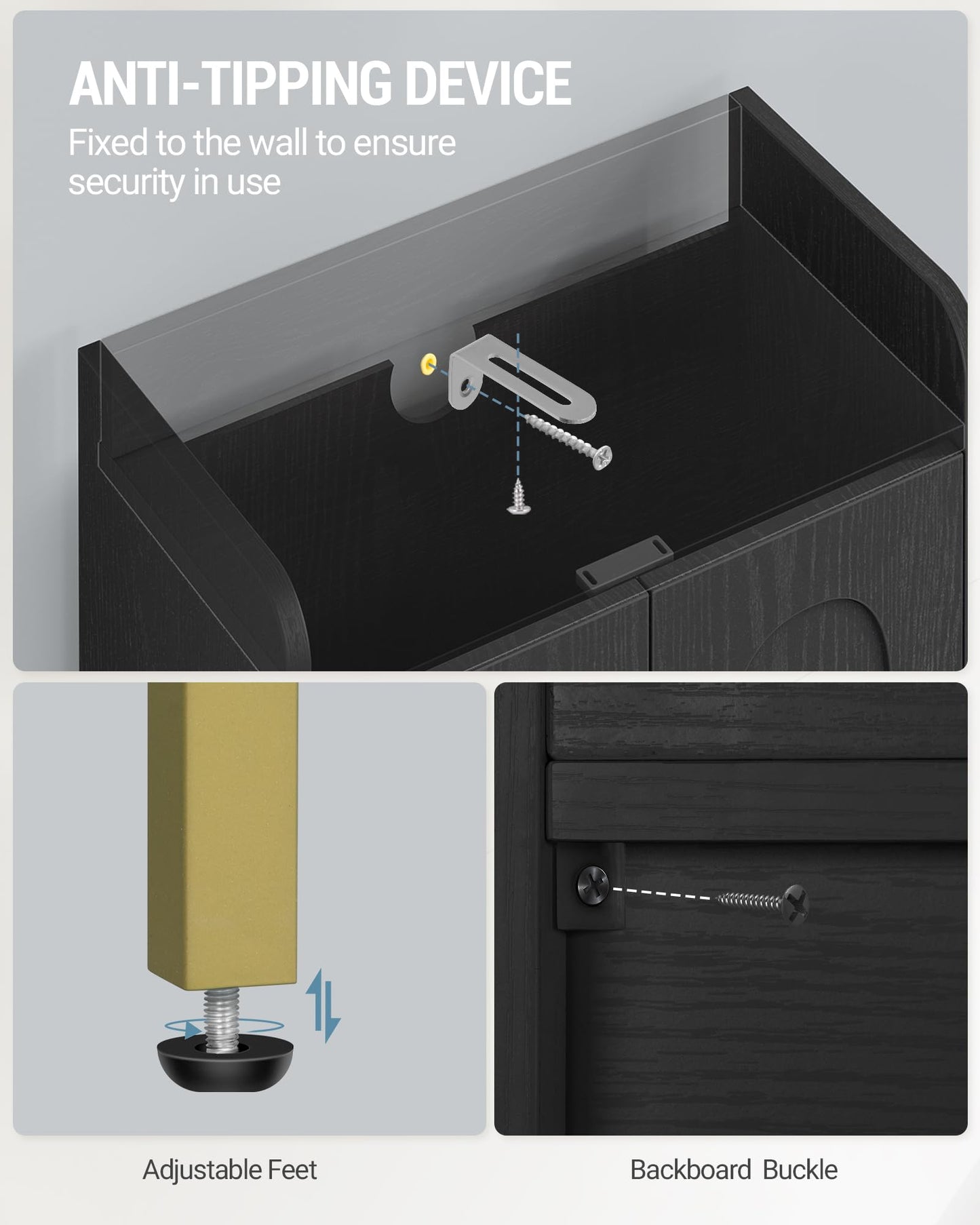 Hzuaneri Bathroom Cabinet, Small Storage Cabinet with 4 Doors, Bathroom Organizers and Storage Cabinets with Adjustable Feet. Cabinets Freestanding for Living Room, Kitchen, 7.1"D x 14.6"W x 32.7"H