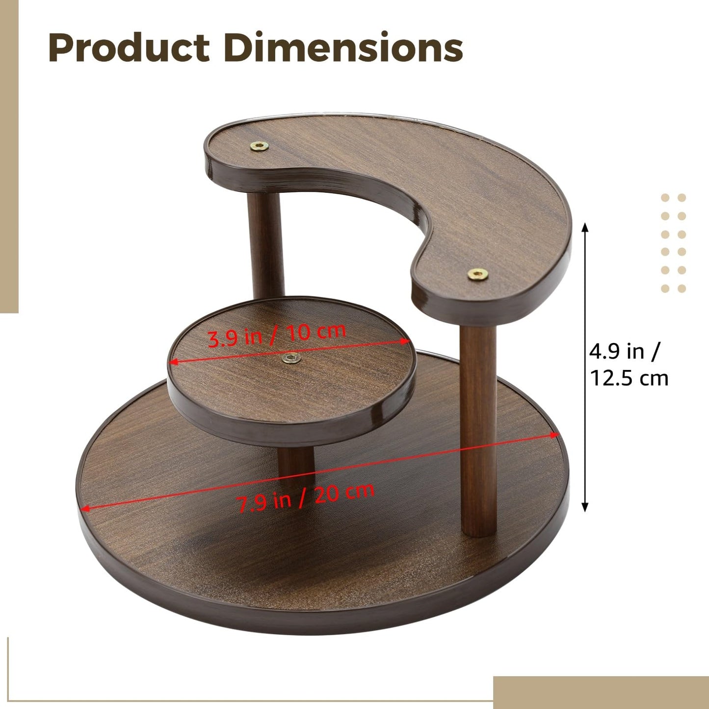 3 Tier Perfume Organizer Stand, Wooden Makeup Organizer Shelf for Vanity, Desktop Display Stand for Fragrance Cologne Storage, Compact Tiered Display Rack for Dresser Countertop, Dark Brown Finish