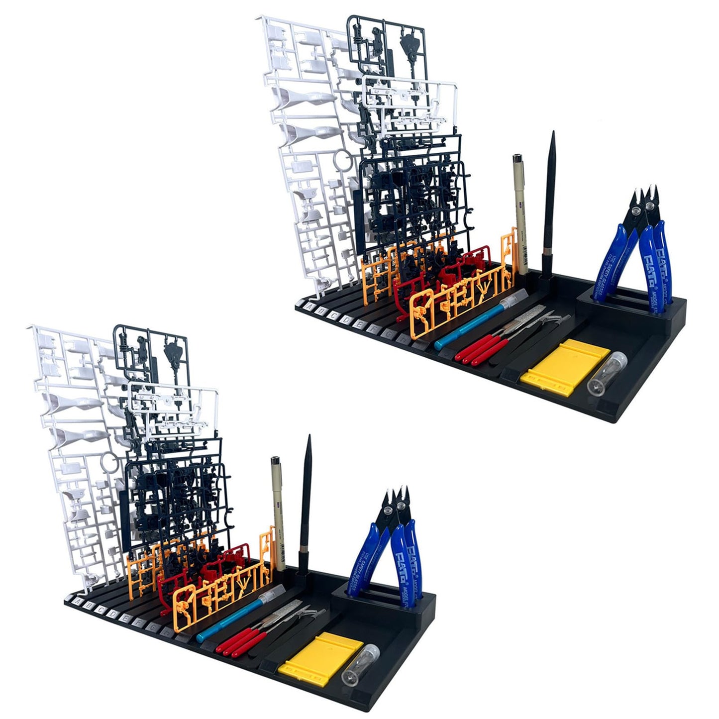 Yarastafu 2-Piece Model Kit Tools Organizer Stand with Storage Rack, A storage rack suitable for various Gundam character models and Gunpla parts and accessories.