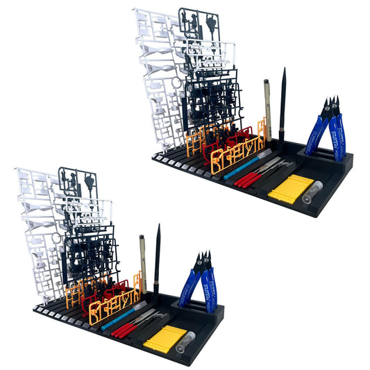 Yarastafu 2-Piece Model Kit Tools Organizer Stand with Storage Rack, A storage rack suitable for various Gundam character models and Gunpla parts and accessories.