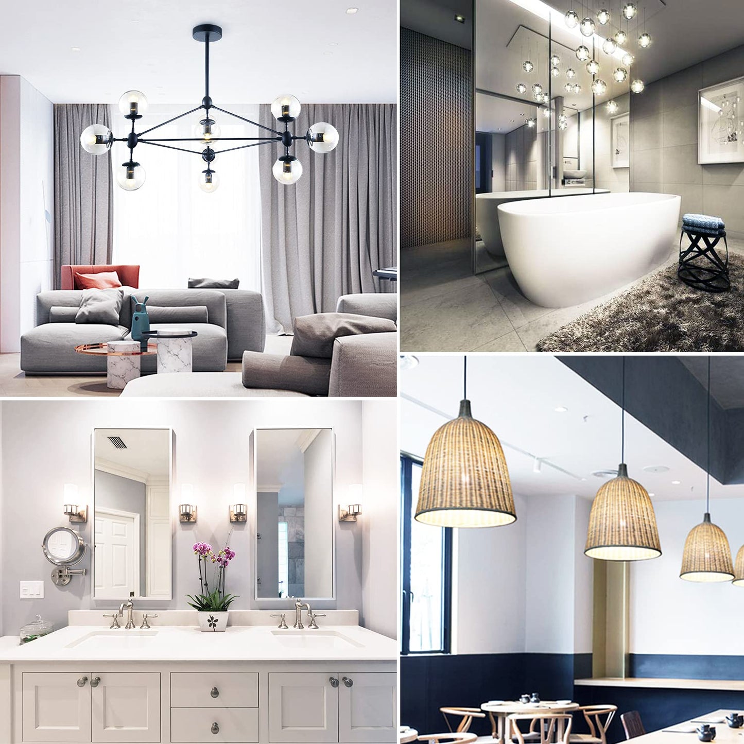 XININSUN Dimmable Half Chrome Light Bulb,6W (60W Eqv.), Anti Glare LED Light Bulbs,G25 Globe Light Bulbs,E26 G80 Silver Dipped Bulb for Bathroom, Vanity, Mirror,4000K Daylight,4Pcs