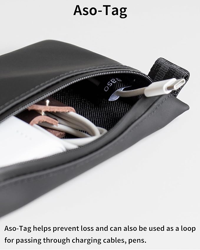 Water-Resistant Zipper Pouch, Made in Japan, Multipurpose Organizer with Pockets for Cords, Essentials, Toiletries, Cosmetics, and Travel Accessories, Eco & Durable Materials, TOFTPOUCH, Medium, White