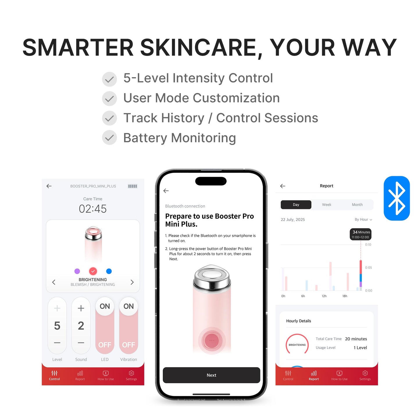 medicube Mini Booster Pro Plus Cleansing Device Set | 2-in-1 Facial Cleansing, Skincare Device | Pore, Makeup, Excess Sebum Care | Portable Skincare Booster with 3 Modes | Korean Facial Device, Pink