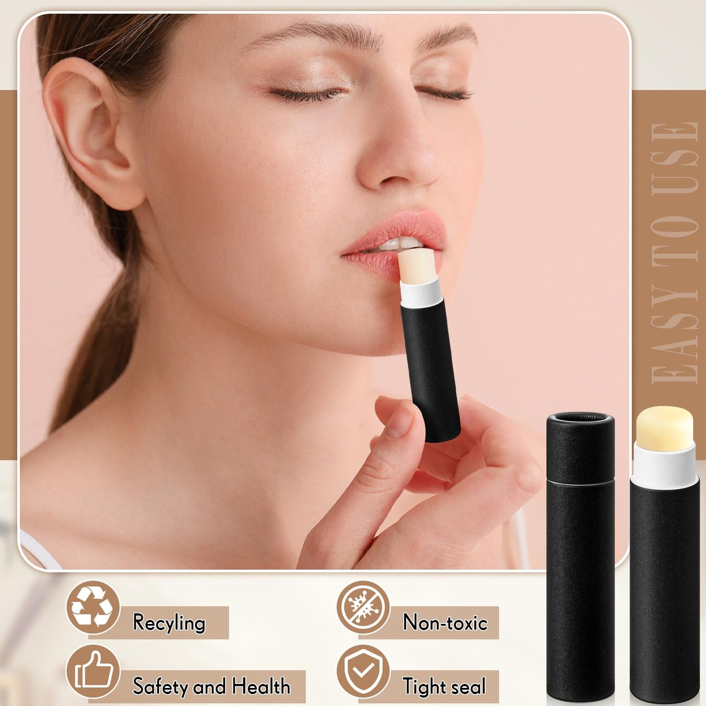 Fuyoooo 25 Pcs 5g Paperboard Lip Balm Tubes Empty Cardboard Lipstick Tubes Deodorant Sticks Empty Refillable Gloss Perfume Container for DIY for Lipstick Deodorant Solid Perfume (Black)