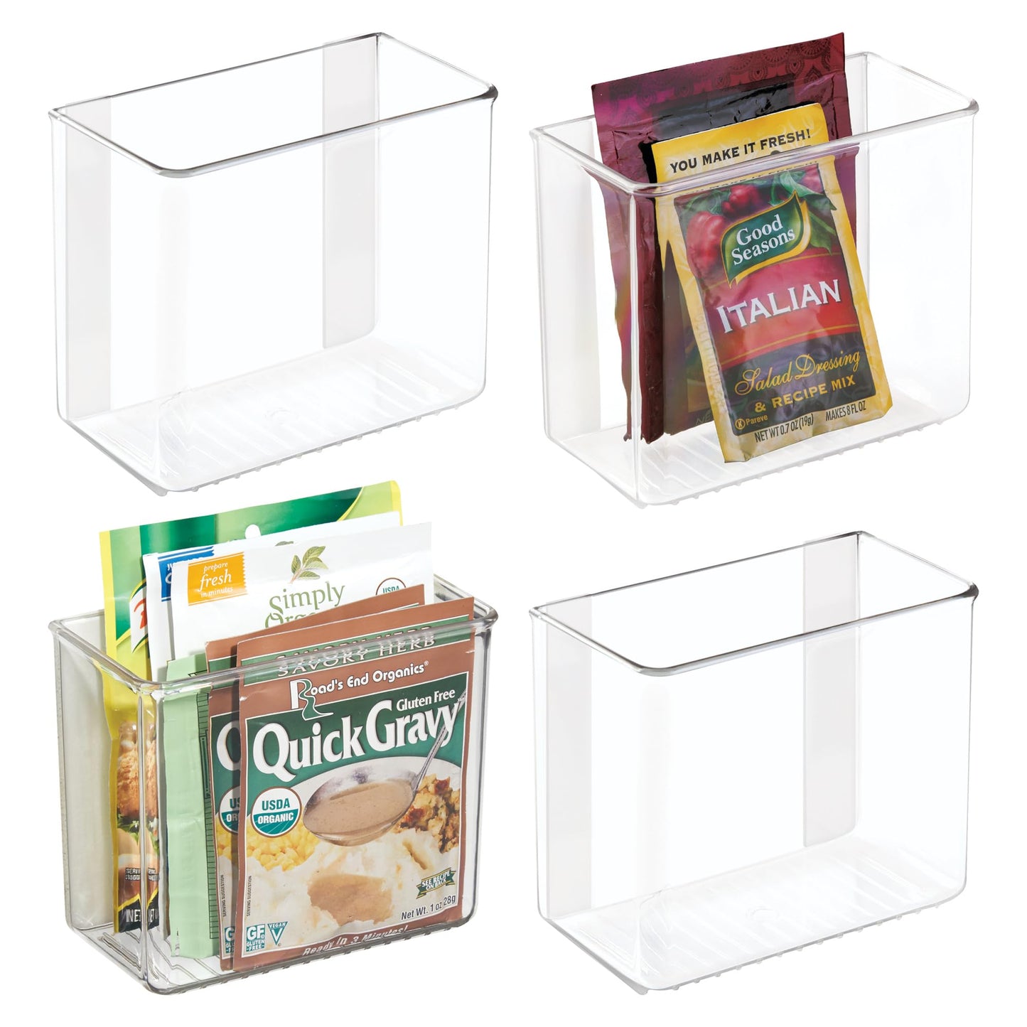 iDesign Adhesive Organizer Bin, Set of 4, Clear