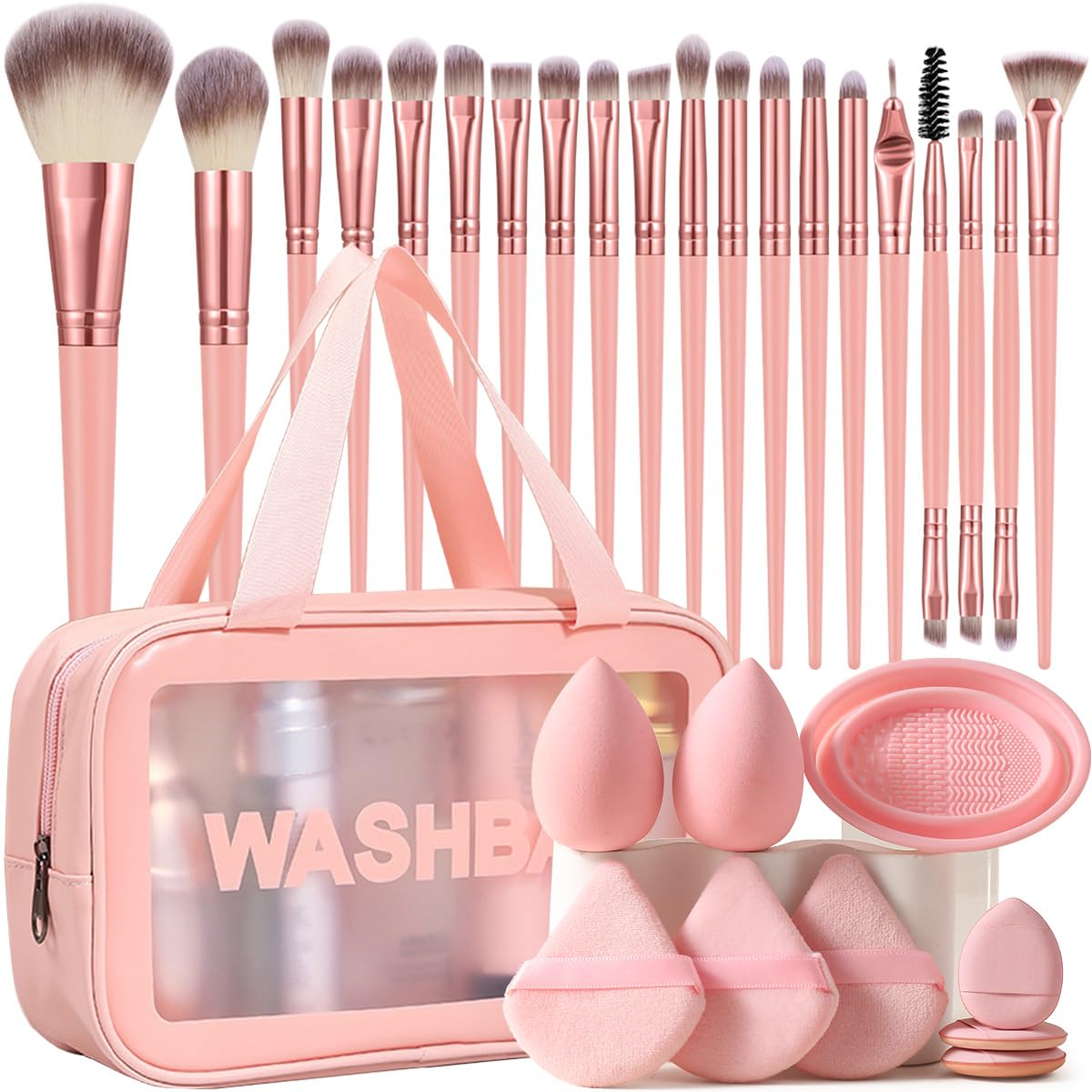 30 Pcs Makeup Kit, Multi-functional Makeup Tool Set with Makeup Brush Foundation Brush Make up Brushes Set (pink 30 Piece Set)