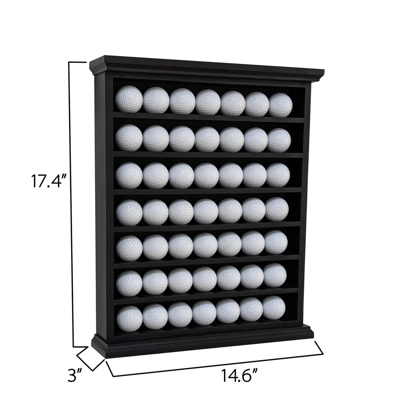 Stylish Golf Ball Golf Ball Display Case - Solid Wood Shadow Box for Home, Office, and Exhibition Display - Ideal Storage and Showcase Solution - Black Color