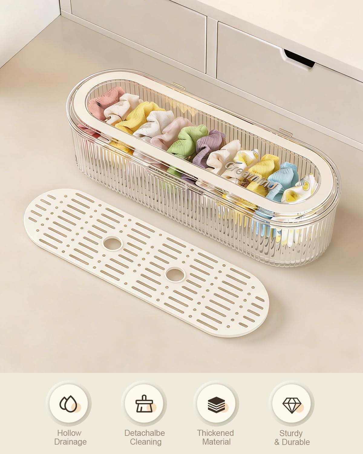 Sylmifoi Makeup Brush Holder Organizer, Cosmetic Storage Case with Lid, Clear Acrylic Waterproof Dustproof Organizer for Makeup Sponges, Vanity, Bathroom & Desktop (1 Pack)