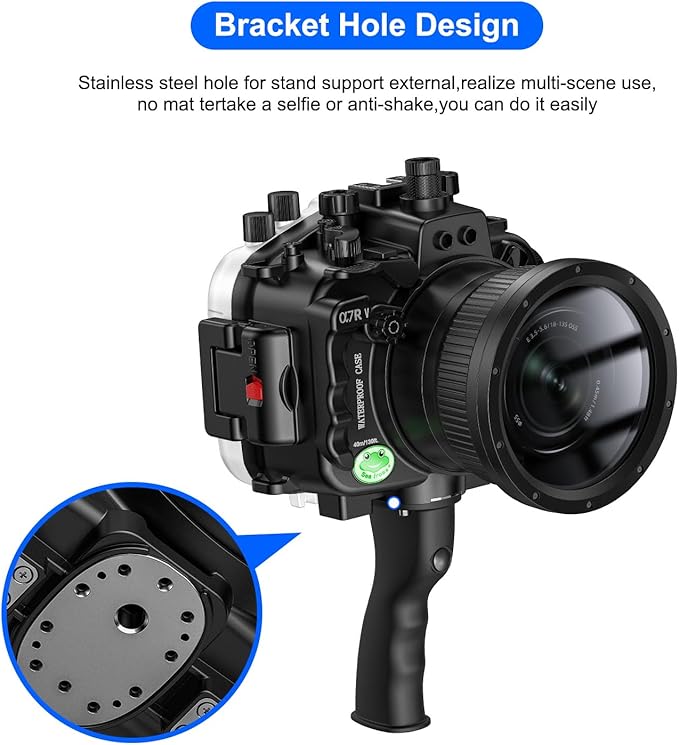 Sea frogs Underwater Camera Case Compatible with Sony A7RV for FE 16-35 F4, 28-70mm with Wide Angle Fisheye Lens IPX8 40m/130ft Maximum Diving Depth A7R-5 Waterproof Camera Housing for Diving A7R-V