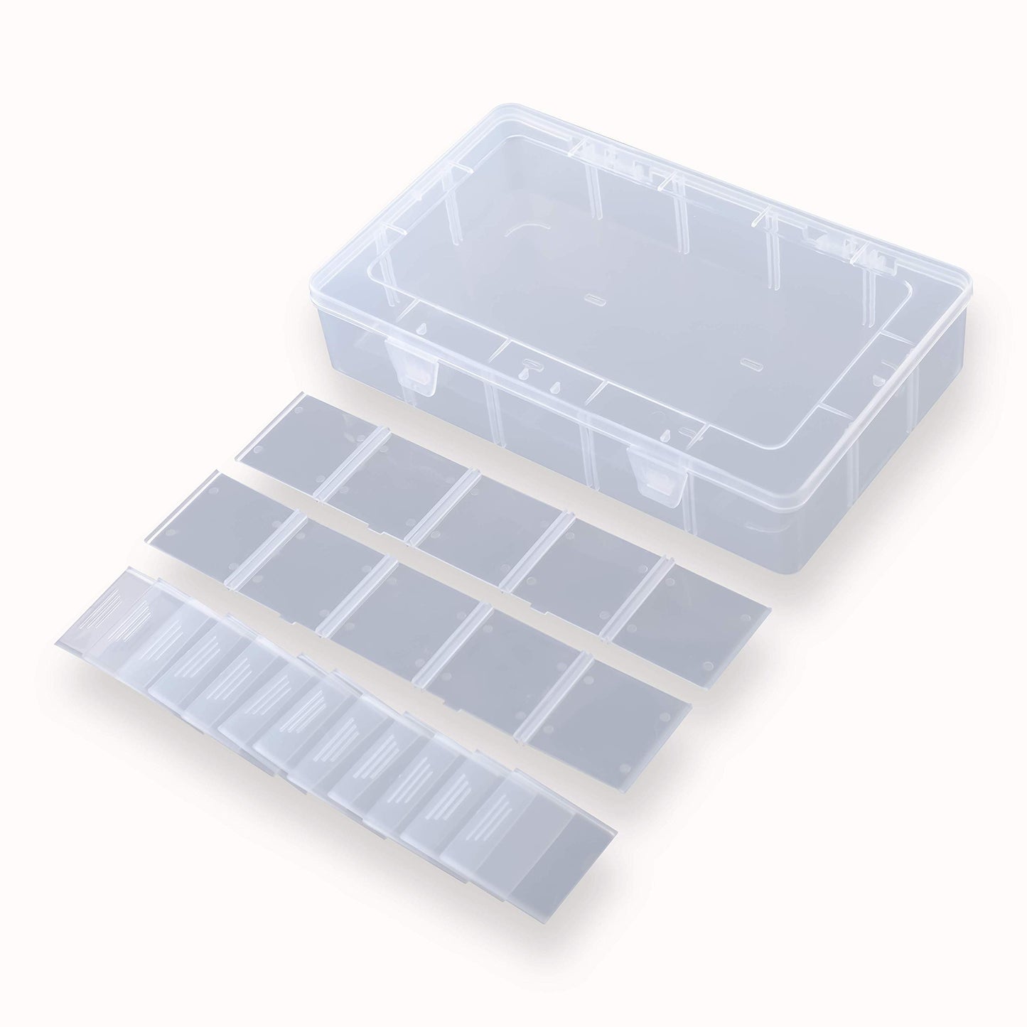 SYMPABASIC SOUFFAHOUSE 2 Pack Plastic Small Crafts Storage Boxes with Adjustable Dividers (15 Grid)